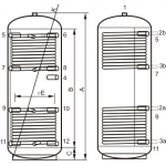Concept 2WT-1000-00 puffertartály, két hőcserélős - 1000 literes - magasság 217 cm